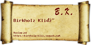 Birkholz Klió névjegykártya